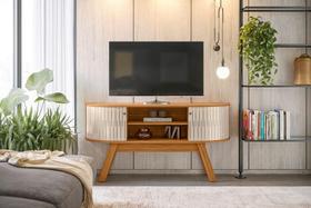 Painel Atlanta para TV até 55 polegadas - Naturale/Off White - Madetec