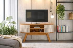 Painel Atlanta para TV até 55 polegadas - Naturale/Off White - Madetec