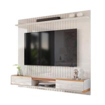 Painel Atlas Lukaliam Móveis MDF TV até 70 Polegadas Off White Com Jequitiba