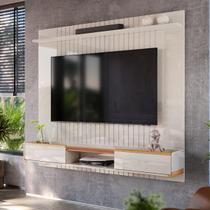 Painel Atlas para TV até 70 polegadas com 2 Gavetas 1 Prateleira Off White/Jequitibá - Lukaliam