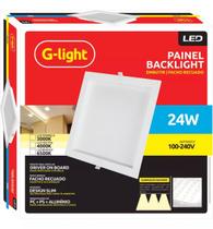 Painel Backlight LED 24w Recuado Quadrado Embutir 3000k Branco Quente - G-light