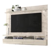 Painel Bancada Suspensa Para TV 60 Polegadas Lana 1.8 com LED Cor Calacata e Off White Madetec