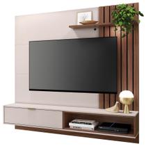 Painel Bancada Suspensa Para TV até 60 Pol. 160cm Ripado Palmas C05 Off White/Nogueira - Mpozenato Painel Bancada Suspensa Para TV até 60 Pol. 160cm Ripado Palmas C05 Off White/Nogueira - Mpozenato