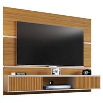 Painel Bancada Suspensa Para TV Até 65 Pol. 2 Portas Âmbar Cinamomo/Off White/Ripado - Bechara