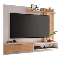 Painel Bancada Suspensa para TV até 65 Pol. Ripado 180cm Tocantins Off White/Freijó - Colibri