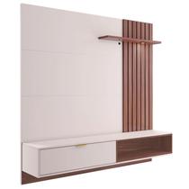 Painel Bancada Suspensa para Tv até 65 Pol. Ripado 180cm Tocantins Off White/Nogueira Real - Colibri