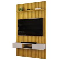 Painel Bancada Tv 60 Pol Ripado 240X144 cm Trento Cedro Bali Dj Moveis