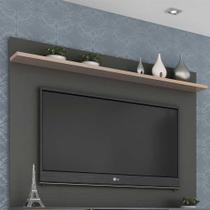 Painel Benevello 40" em Mdp com Prateleira Grafite com Siena Painel Benevello 40" em Mdp com Prateleira Grafite com Siena