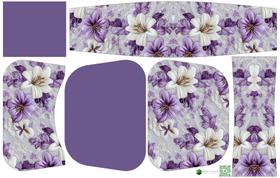 Painel Bolsa Marilene Floral Lilás com Fundo Liso Painel Bolsa Marilene Floral Lilás com Fundo Liso