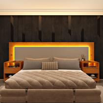 Painel Box Casal Espanha com LED e USB Embutido Tcil Painel Box Casal Espanha com LED e USB Embutido Tcil