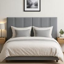 Painel Cabeceira Box Casal Duana Estofada Dobrável Fixação Parede Design Moderno Conforto Painel Cabeceira Box Casal Duana Estofada Dobrável Fixação Parede Design Moderno Conforto