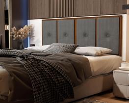 Painel Cabeceira Box Queen 1,60 Duda Madeira Suede Cinza - Comprar Moveis em Casa Painel Cabeceira Box Queen 1,60 Duda Madeira Suede Cinza - Comprar Moveis em Casa