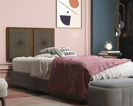 Painel Cabeceira Box Solteiro 0,90 Madeira Suede Marrom - Comprar Moveis em Casa
