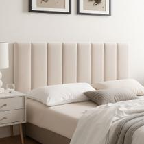 Painel Cabeceira Cama Casal Box Quarto Veludo Kit 7 Modulos Cinza