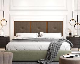 Painel Cabeceira Cama King 1,95 Madeira Suede Marrom - MJM Casa dos Móveis Painel Cabeceira Cama King 1,95 Madeira Suede Marrom - MJM Casa dos Móveis