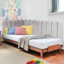 Painel Cabeceira em L Suspenso Loop Casal Padrão 140cm Para Cama Box material sintético Cinza Claro - Ahz Móveis