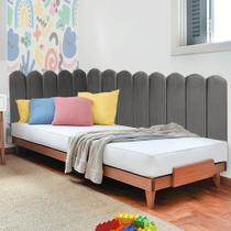 Painel Cabeceira em L Suspenso Loop Queen Size 160cm Para Cama Box Suede Cinza Chumbo - Ahazzo Móveis