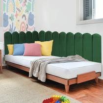 Painel Cabeceira em L Suspenso Loop Queen Size 160cm Para Cama Box Suede Verde Musgo - Ahz Móveis