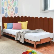 Painel Cabeceira em L Suspenso Loop Solteiro 90cm Para Cama Box Suede Terracota - Ahz Móveis