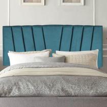 Painel Cabeceira Estofada Bélgica 140cm Cama Box Casal material sintético Azul Turquesa- Mabe Magazine