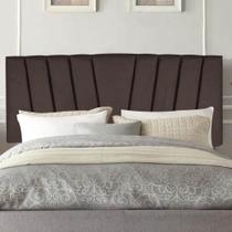 Painel Cabeceira Estofada Bélgica 140cm Cama Box Casal Veludo Marrom- MABE MAGAZINE