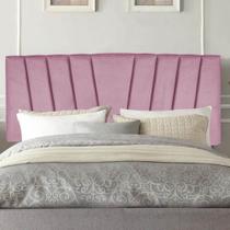 Painel Cabeceira Estofada Bélgica 195cm Cama Box King Suede Rosa Bebe- MABE MAGAZINE