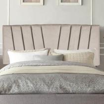 Painel Cabeceira Estofada Bélgica 90cm Cama Box Solteiro Suede Bege- MABE MAGAZINE