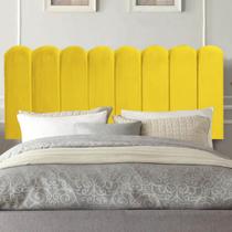 Painel Cabeceira Estofada Dallas 100cm Solteiro Para Cama Box Quarto Suede Amarelo - Ahz Móveis