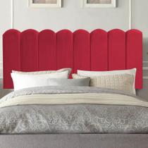 Painel Cabeceira Estofada Dallas 140cm Casal Padrão Para Cama Box Quarto Suede Vermelho - Ahazzo Móveis