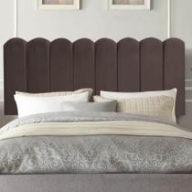 Painel Cabeceira Estofada Dallas 195cm King Size Para Cama Box Quarto Suede Marrom - Ahazzo Móveis