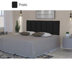 Painel Cabeceira Estofada Thais Preto Cama Box Casal 1,40 m - CNM