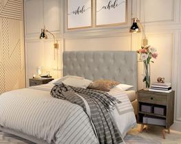 Painel Cabeceira Paris Queen Para Cama Box 1,58 material sintético Bege