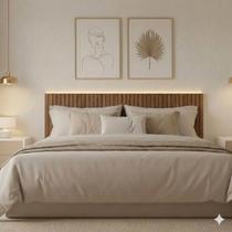Painel Cabeceira Ripado Autoadesivo em MDF 6mm Pintura UV Casal 1,45m ou Queen 1,60m