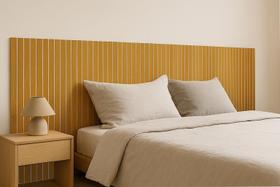 Painel Cabeceira Ripado Casal 32 Placas 11x53Cm MDF 3mm Autocolante Painel Cabeceira Ripado Casal 32 Placas 11x53Cm MDF 3mm Autocolante