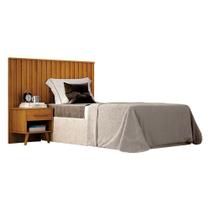 Painel Cabeceira Solteiro Milano Ripado Com Criado Cinamomo Leifer Móveis