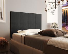 Painel Cama Box Juliete Para Cama 0,90 Suede Cor Preto - JM Casa dos Móveis