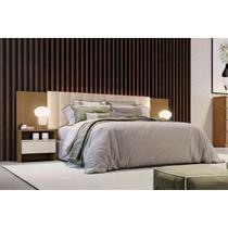 Painel Cama Box Madeirado Casal Everest Plus c/ 2 Mesas e 2 Gavetas Cumaru/Fendi 25 - Novo Horizonte