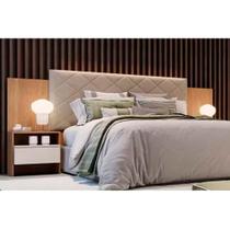 Painel Cama Box Madeirado Cor Cumaru/Fendi Casal Everest Plus 2 Mesas c/ 2 Gavetas Cumaru/Fendi - Novo Horizonte