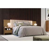 Painel Cama Box Madeirado Freijo Cumaru Casal Everest Plus 2 Mesas c/ 2 Gavetas Freijo Cumaru - Novo Horizonte