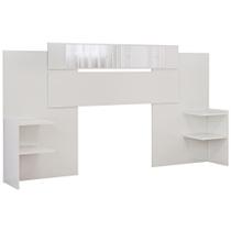 Painel Cama Box Madeirado Solteiro/Casal/Queen Mila c/ Espelho Off White - Panan