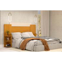 Painel Cama Box Madeirado Solteiro Isabela c/ 6 Prateleiras Nature/Off White - ACP Painel Cama Box Madeirado Solteiro Isabela c/ 6 Prateleiras Nature/Off White - ACP