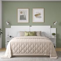 Painel Cama Box Quarto Regulável 3 Tamanhos com 2 Mesas de Cabeceiras - MJM Casa dos Móveis Painel Cama Box Quarto Regulável 3 Tamanhos com 2 Mesas de Cabeceiras - MJM Casa dos Móveis