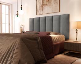 Painel Cama Box Solene Queen 1,60 Tecido Suede cor Cinza - Comprar Moveis Em Casa