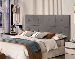 Painel Cama Box Suspenso Tokyo com Botão Queen 1,60 Cor Cinza - JM Casa dos Móveis Painel Cama Box Suspenso Tokyo com Botão Queen 1,60 Cor Cinza - JM Casa dos Móveis