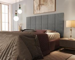 Painel Cama Box Valence 1,40 Tecido Suede cor Cinza - Comprar Moveis Em Casa