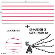 Painel Canaletado 1,22 x 0,61 + 40 Ganchos 10cm + Canaleta Rosa - TATINET