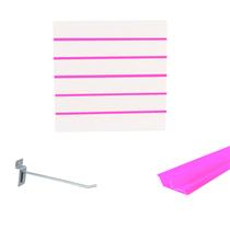 Painel Canaletado Branco em Mdf 0,61 x 0,61m com Perfil Pvc Rosa e 10 Ganchos de 15cm Zincado Painel Canaletado Branco em Mdf 0,61 x 0,61m com Perfil Pvc Rosa e 10 Ganchos de 15cm Zincado