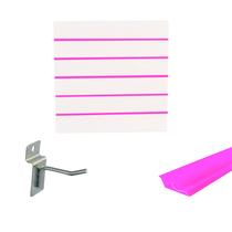 Painel Canaletado Branco em Mdf 0,61 x 0,61m com Perfil Pvc Rosa e 10 Ganchos de 5cm Zincado Painel Canaletado Branco em Mdf 0,61 x 0,61m com Perfil Pvc Rosa e 10 Ganchos de 5cm Zincado