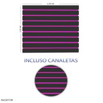 Painel Canaletado Preto - 1,22 x 1,22 + Canaletas Rosas
