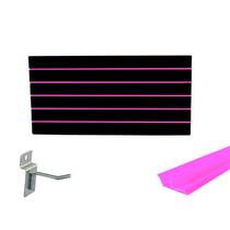 Painel Canaletado Preto em Mdf 0,61 x 1,22m com Perfil Pvc Rosa e 30 Ganchos de 5cm Zincado Painel Canaletado Preto em Mdf 0,61 x 1,22m com Perfil Pvc Rosa e 30 Ganchos de 5cm Zincado